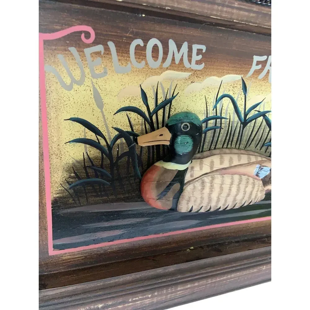 Vintage Rustic Cabin Cottagecore Duck Welcome Friends Sign